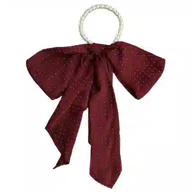 艾佳微 高级感波点玫瑰珍珠夏季薄款系脖飘带围巾百搭长条丝带 丝巾 男女同款情侣款