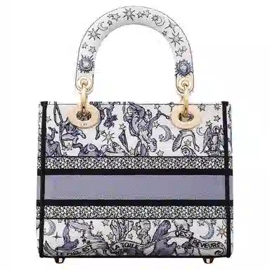 DIOR Lady D-Lite Small Shoulder Bag White Blue