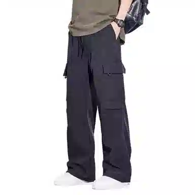 顶峰保罗 美式潮牌冰丝薄款无性别主义户外多口袋工装裤宽松直筒阔腿运动伞兵裤休闲裤 男女同款