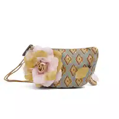 雅诗兰黛【定制化妆包】小花 繁花菱影 精致 浪漫 优雅 花朵装饰 甜美风 约会 通勤 复古凌格帆布化妆收纳包 便携