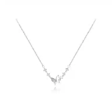 【S925银】 六桂福珠宝 蝴蝶  小众设计经典百搭日常简约精致高级感轻奢通勤极简温柔气质可调节锁骨链#好运 锆石 项链 女款