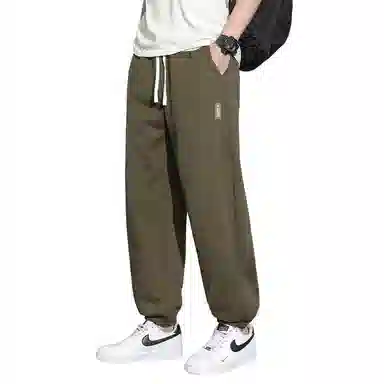 顶峰保罗 潮牌宽松大码无性别主义运动通勤束脚卫裤弹力抽绳显高百搭简约时尚加绒加厚休闲裤 男女同款