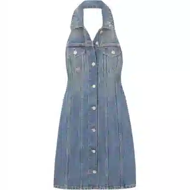 纪梵希 露背牛仔挂脖无袖连衣裙 女款