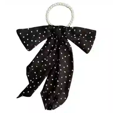 艾佳微 高级感波点玫瑰珍珠夏季薄款系脖飘带围巾百搭长条丝带 丝巾 男女同款情侣款