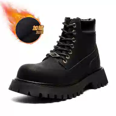 马丁靴男女同款情侣短靴 增高大黄靴 英伦风侧拉链户外登山工装靴