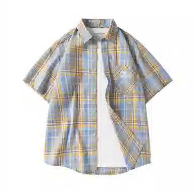 领航骆驼 学院风日系多彩格纹纽扣翻领宽松百搭潮流休闲长袖高街格子衫外套情侣款高级感    衬衫 男女同款