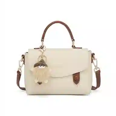 红蜻蜓 高颜值小香风经典上班通勤小众高级感质感 牛皮 单肩手提包 女款 米白色