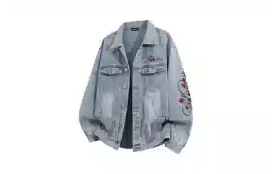 SOIEPLUS Romantic Rose Logo Denim Jacket
