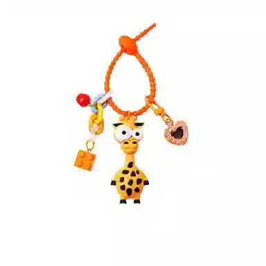 图涂丫 丑萌眼斑马钥匙扣可爱卡通长颈鹿 树脂 挂件 男女同款情侣款