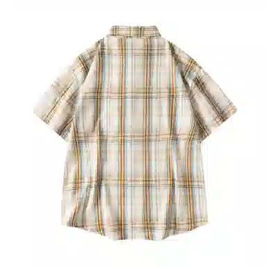 领航骆驼 学院风日系多彩格纹纽扣翻领宽松百搭潮流休闲长袖高街格子衫外套情侣款高级感    衬衫 男女同款