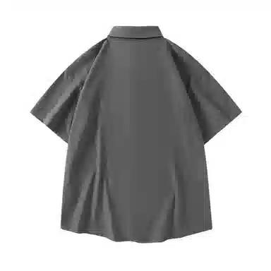 领航骆驼 嘻哈街头美式时尚翻领痞帅复古潮牌凉感透气薄款宽松休闲百搭轻商务通勤落肩短袖   衬衫  男女同款