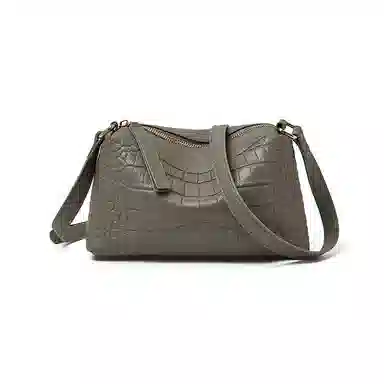 老人头 时尚鳄鱼纹百搭柔软高级质感 牛皮革拼合成革 单肩包 常规 女款 多色
