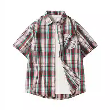 领航骆驼 学院风日系多彩格纹纽扣翻领宽松百搭潮流休闲长袖高街格子衫外套情侣款高级感    衬衫 男女同款