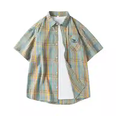 领航骆驼 学院风日系多彩格纹纽扣翻领宽松百搭潮流休闲长袖高街格子衫外套情侣款高级感    衬衫 男女同款