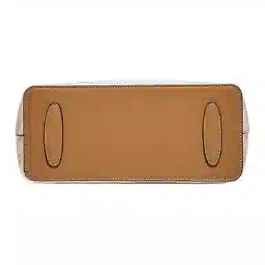 老人头 时尚简约小众设计印花百搭通勤托特包 合成革 单肩包 常规 女款 卡其色