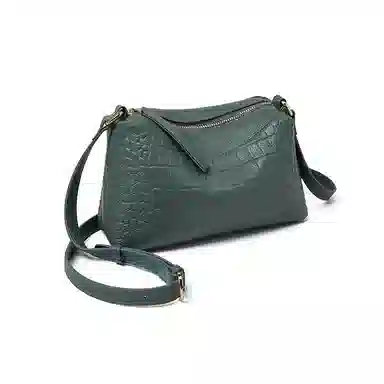 老人头 时尚鳄鱼纹百搭柔软高级质感 牛皮革拼合成革 单肩包 常规 女款 多色