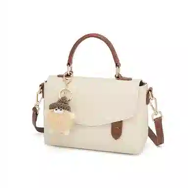 红蜻蜓 高颜值小香风经典上班通勤小众高级感质感 牛皮 单肩手提包 女款 米白色