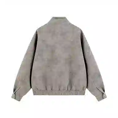 艾梵斯贝 美式复古潮流立领扎染高级感设计无性别主义高街风潮牌日常通勤百搭帅酷气质宽松休闲皮衣 男女同款