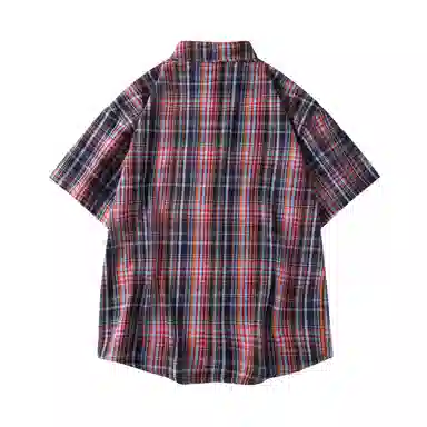 领航骆驼 学院风日系多彩格纹纽扣翻领宽松百搭潮流休闲长袖高街格子衫外套情侣款高级感    衬衫 男女同款