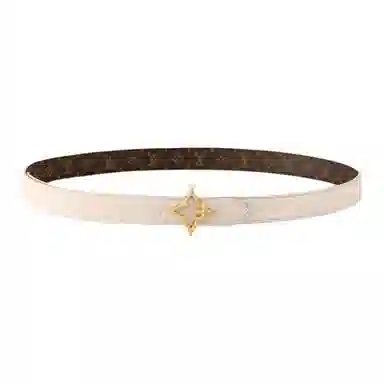 Louis Vuitton Leather Belt 2CM Beige Brown