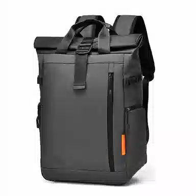 老人头 机能工装风大容量折叠扩容出差旅行 合成革 双肩包 常规 男女同款情侣款 黑色/灰色/浅灰色