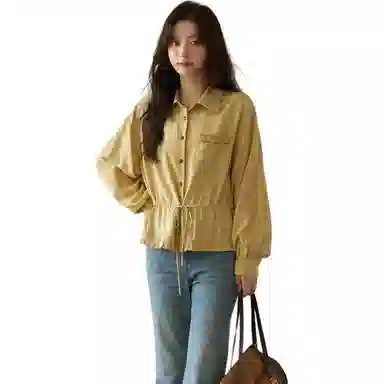 谜秀 黄色法式抽绳衬衫 女款
