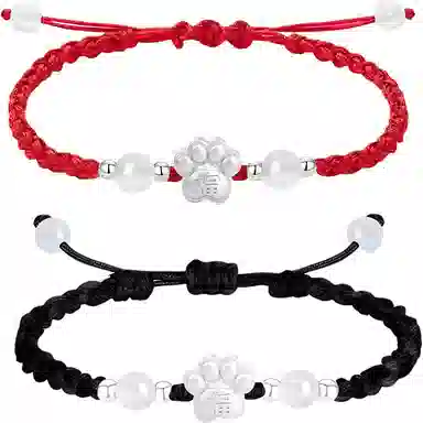 【999银】 絮物 国潮小众纯手工编织福字猫爪编织手链甜美轻奢百搭新中式高级感出游新宠吸睛神器#好运 织物 手绳 男女同款情侣款