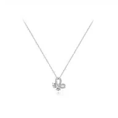 【纯银999 | 星光蝴蝶结】 六桂福珠宝 经典百搭小众设计高级感学生日常简约精致轻奢通勤极简约会温柔气质可调节锁骨链#好运 足银 项链 女款