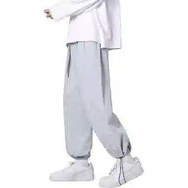 顶峰保罗 两穿直筒美式潮牌宽松运动抽绳长裤无性别主义痞帅时尚百搭简约束脚休闲裤 男女同款