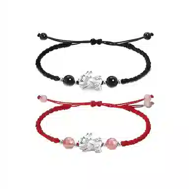 【999银】 絮物 简约高级感谁貔貅出游新宠吸睛神器小众甜美国潮新中式轻奢百搭新中式纯手工编织#好运 织物 手绳 男女同款情侣款