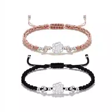 【999银】 絮物 纯手工编织小众简约设计莲花款甜美国潮新中式轻奢百搭新中式高级感出游新宠吸睛神器#好运 织物 手绳 男女同款情侣款