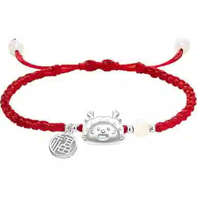 【999银】 絮物 龙饺宝宝简约设计感出游新宠吸睛神器小众甜美国潮新中式轻奢百搭新中式纯手工编织#好运 织物 手绳 男女同款情侣款