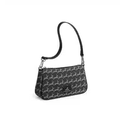 妙迪 复古时尚小众设计高级感法棍麻将包 织物 单肩包 女款 丹宁黑