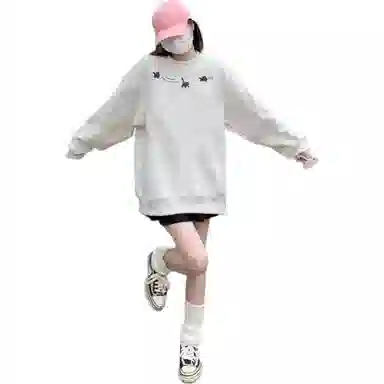 邓大喵 韩系宽松显瘦设计感通勤卡通圆领长袖卫衣 女款