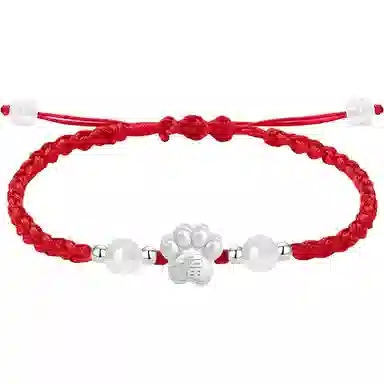 【999银】 絮物 国潮小众纯手工编织福字猫爪编织手链甜美轻奢百搭新中式高级感出游新宠吸睛神器#好运 织物 手绳 男女同款情侣款