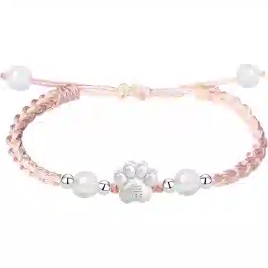 【999银】 絮物 国潮小众纯手工编织福字猫爪编织手链甜美轻奢百搭新中式高级感出游新宠吸睛神器#好运 织物 手绳 男女同款情侣款