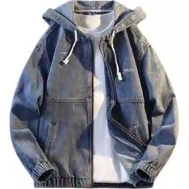 【dme】 春秋季时尚连帽复古拉链宽松帅气休闲牛仔外套 男女同款