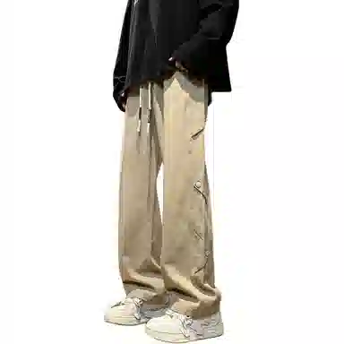 顶峰保罗 铆钉直筒宽松潮牌美式高街长裤无性别主义痞帅简约时尚百搭小众设计感休闲裤 男女同款