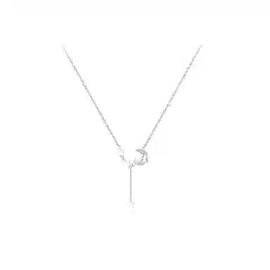 【925银】 六桂福珠宝 星月系列 小众设计经典百搭学生日常简约精致高级感轻奢通勤平安约会温柔气质可调节锁骨链 锆石 项链 女款