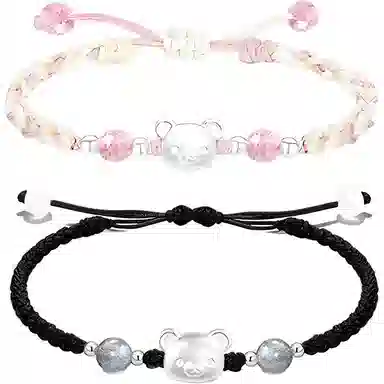 【999银】 絮物 简约设计感小熊款纯手工编织小众甜美国潮新中式轻奢百搭新中式高级感出游新宠吸睛神器#好运 织物 手绳 男女同款情侣款