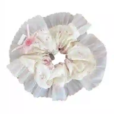 希铃 韩系甜美纽扣蕾丝蝴蝶结#好运 棉麻 发圈/头绳 女款