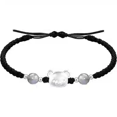 【999银】 絮物 简约设计感小熊款纯手工编织小众甜美国潮新中式轻奢百搭新中式高级感出游新宠吸睛神器#好运 织物 手绳 男女同款情侣款