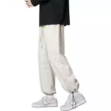 顶峰保罗 两穿直筒美式潮牌宽松运动抽绳长裤无性别主义痞帅时尚百搭简约束脚休闲裤 男女同款