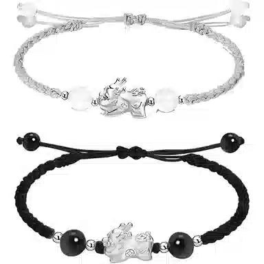 【999银】 絮物 简约高级感谁貔貅出游新宠吸睛神器小众甜美国潮新中式轻奢百搭新中式纯手工编织#好运 织物 手绳 男女同款情侣款