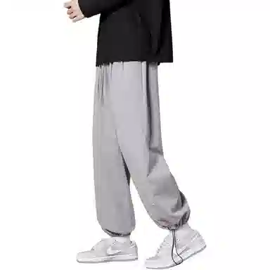 顶峰保罗 两穿直筒美式潮牌宽松运动抽绳长裤无性别主义痞帅时尚百搭简约束脚休闲裤 男女同款