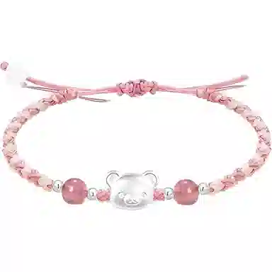 【999银】 絮物 简约设计感小熊款纯手工编织小众甜美国潮新中式轻奢百搭新中式高级感出游新宠吸睛神器#好运 织物 手绳 男女同款情侣款