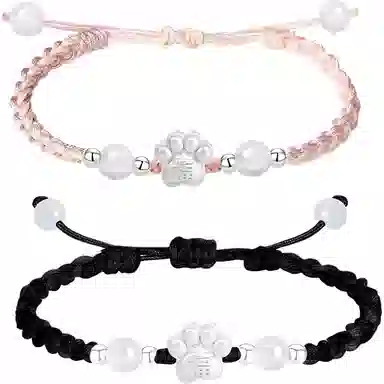 【999银】 絮物 国潮小众纯手工编织福字猫爪编织手链甜美轻奢百搭新中式高级感出游新宠吸睛神器#好运 织物 手绳 男女同款情侣款