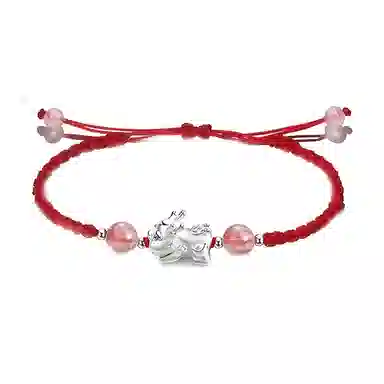 【999银】 絮物 简约高级感谁貔貅出游新宠吸睛神器小众甜美国潮新中式轻奢百搭新中式纯手工编织#好运 织物 手绳 男女同款情侣款