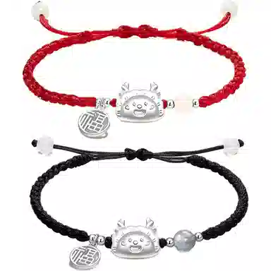 【999银】 絮物 龙饺宝宝简约设计感出游新宠吸睛神器小众甜美国潮新中式轻奢百搭新中式纯手工编织#好运 织物 手绳 男女同款情侣款