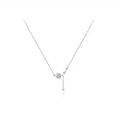 【S925银】 六桂福珠宝 星月系列 小众设计经典百搭学生日常简约精致高级感轻奢通勤转运约会温柔气质可调节锁骨链 锆石 项链 女款